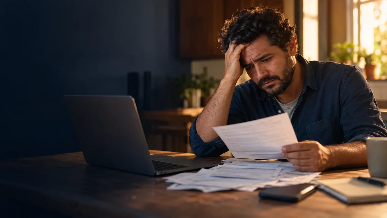 Contrato bancário e calculadora sobre a mesa, análise de juros abusivos